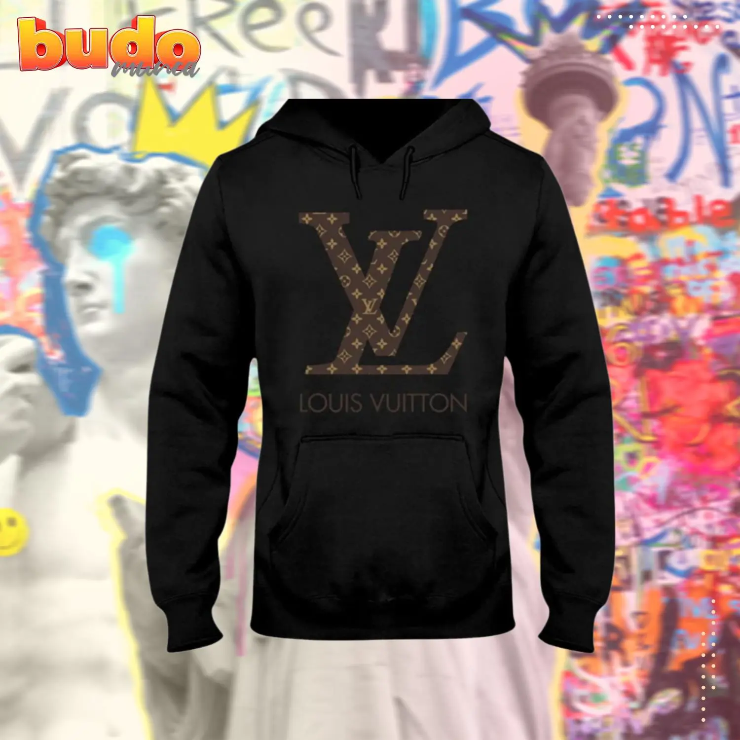 Louis vuitton brown logo black unisex hoodie outfit for men women luxury brand clothing special gift - hot new
